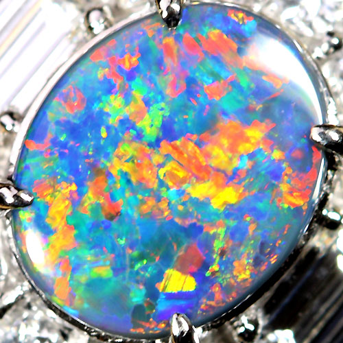 ブラックオパール2ct ダイヤモンド1.1ct プラチナ リング（指輪