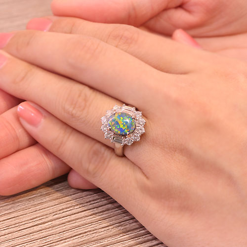 ブラックオパール2ct ダイヤモンド1.1ct プラチナ リング（指輪