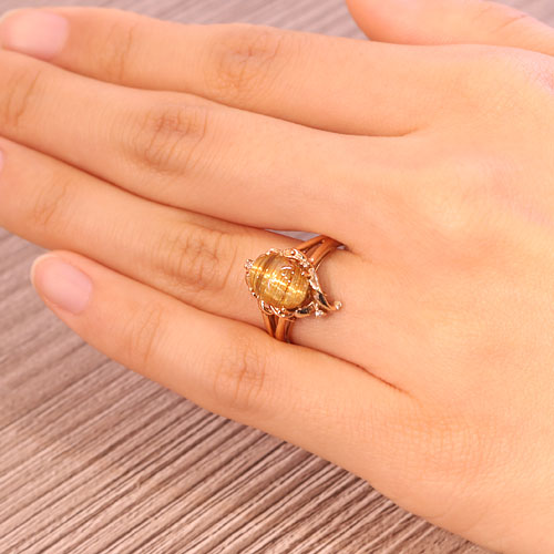 ゴールデンルチルクォーツキャッツアイ3ct ダイヤモンド イエロー