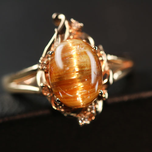 ゴールデンルチルクォーツキャッツアイ3ct ダイヤモンド イエロー