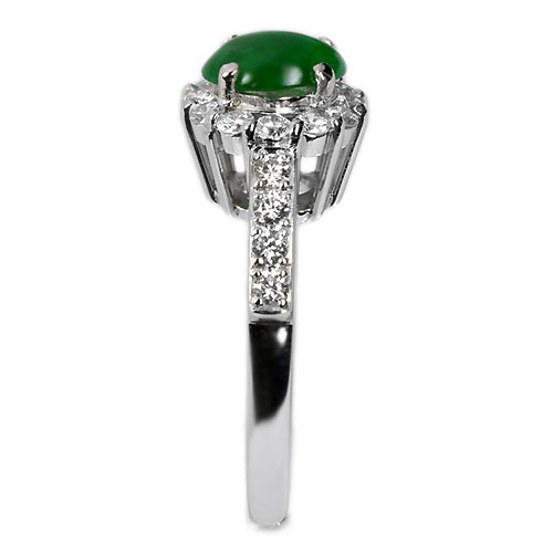高級 翡翠約2.5ct ダイヤ プラチナ リング　含浸処理なし　天然翡翠　美品 翡翠（ヒスイ）2.0ct ダイヤモンド プラチナ リング（指輪