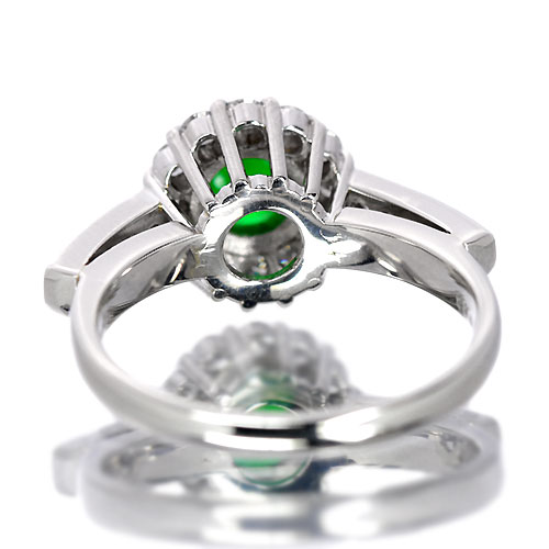 高級 翡翠約2.5ct ダイヤ プラチナ リング　含浸処理なし　天然翡翠　美品 翡翠（ヒスイ） 2.5ct ダイヤモンド 約0.7ct プラチナ リング