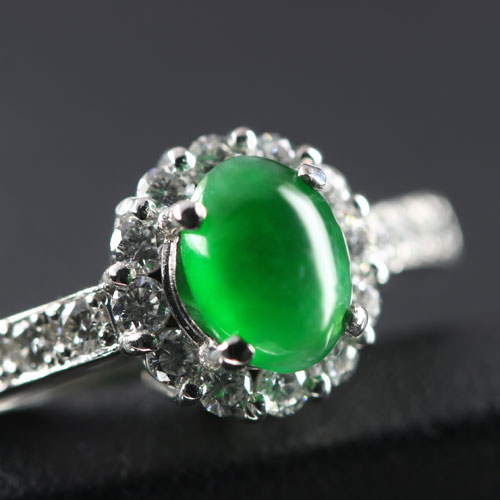 翡翠1ct ダイヤモンド0.5ct プラチナ リング(指輪)【品質 翡翠1ct ダイヤモンド0.5ct プラチナ リング(指輪)【品質