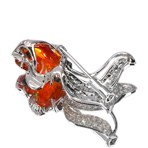 メキシコオパール 2.36ct ダイヤモンド 金魚 ホワイトゴールド