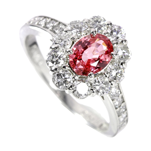 パパラチアサファイア　ダイヤモンド　プラチナリング 12号 パパラチアサファイア 0.7ct ダイヤモンド プラチナ リング