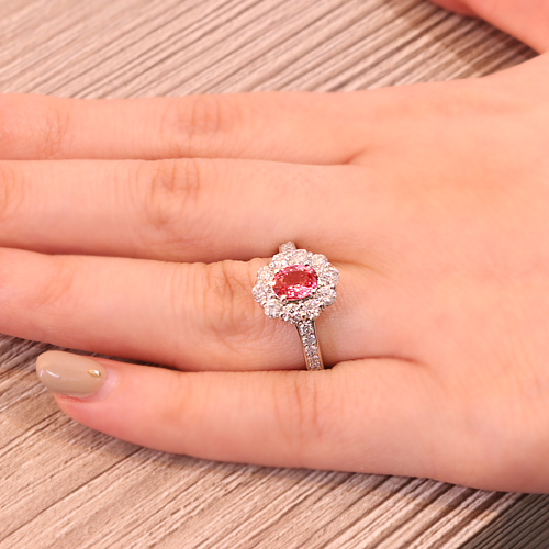 パパラチアサファイア　ダイヤモンド　プラチナリング 12号 パパラチアサファイア 0.7ct ダイヤモンド プラチナ リング