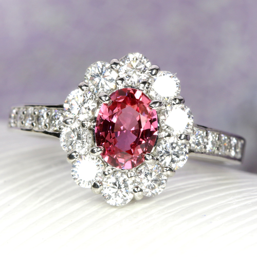 パパラチアサファイア 0.7ct ダイヤモンド プラチナ リング
