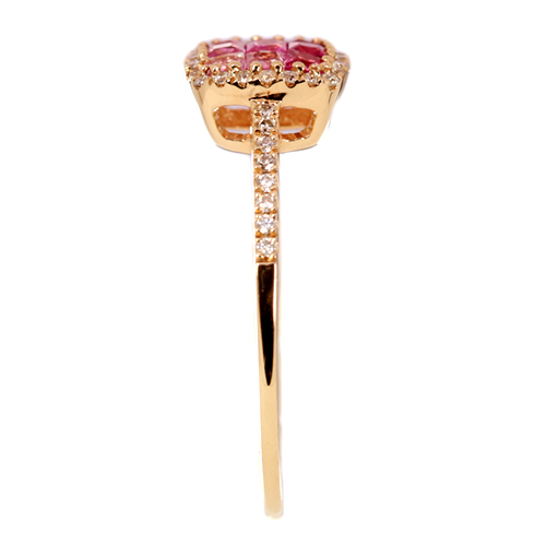 K18WG ピンクサファイア/ルビー ダイヤモンド リング 1.25ct D0.35ct ミステリーセッティング — セルビーオンラインストア