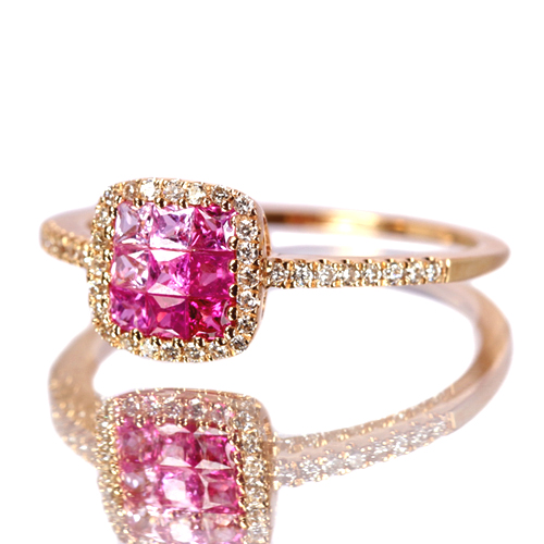ルビー&ピンクサファイア0.3ct ダイヤモンド ストロベリー系