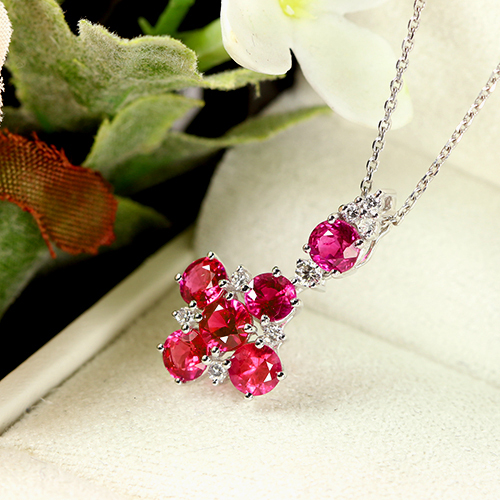 ルビー2ct ダイヤモンド ホワイトゴールド ネックレス【品質保証書  