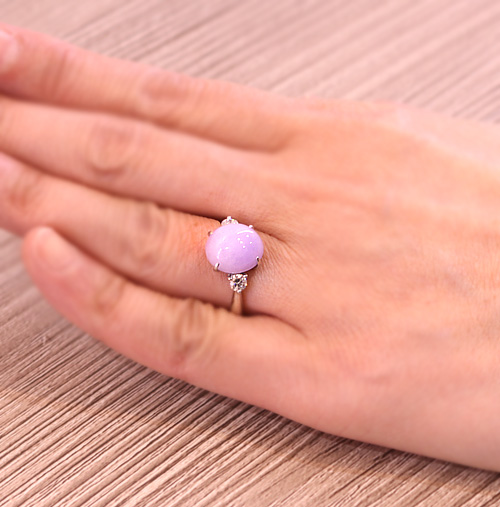 ラベンダー翡翠（ヒスイ）4.6ct K18ホワイトゴールド ダイヤモンド