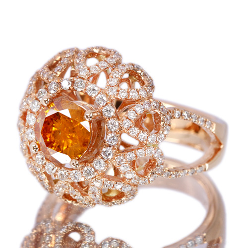 オレンジダイヤモンド 1.0ct/FDYO ダイヤモンド ピンクゴールド リング