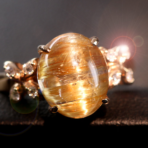 ゴールデンルチルクォーツキャッツアイ 5.0ct ダイヤ モンド