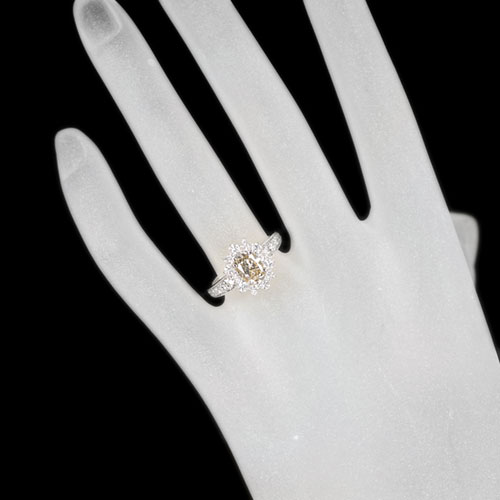 シャンパンゴールドダイヤモンド 1.2ct ダイヤモンド プラチナ リング