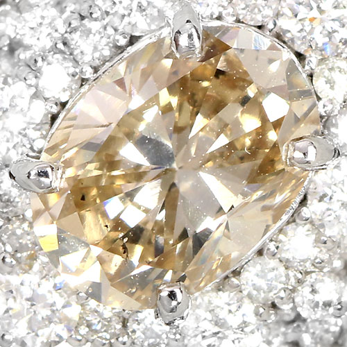 シャンパンゴールドダイヤモンド 1.2ct ダイヤモンド プラチナ リング