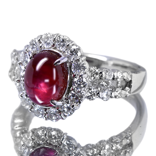 pt900 ビルマ産非加熱スタールビー3.66ct D1.20ct 指輪 HANDMADE】PT900 ビルマ産 非加熱 スタールビー 3.59ct