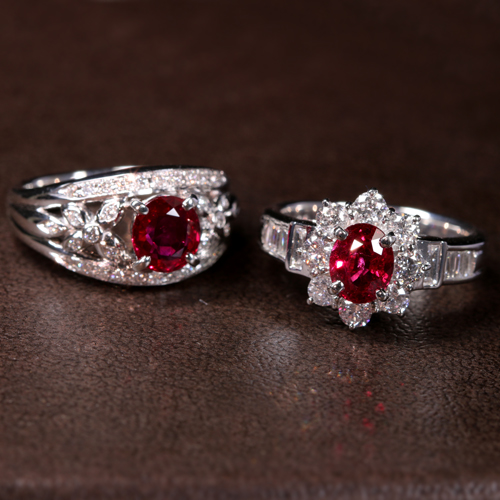 ビルマ産非加熱ルビー1.25ct ダイヤモンド1.02ct プラチナ リング