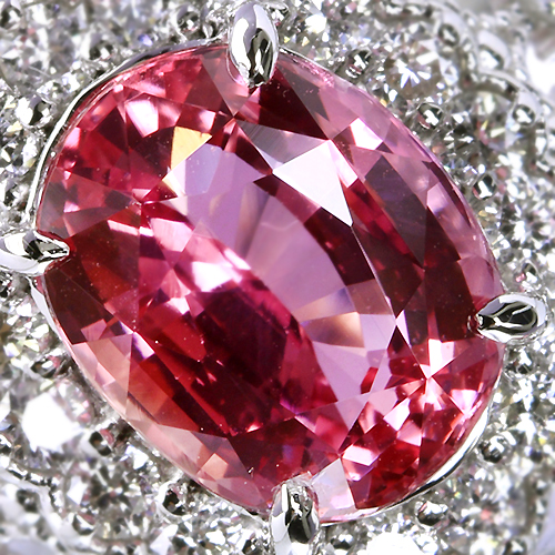 パパララチャサファイア2.51ct ダイヤモンド0.37ct プラチナ リング