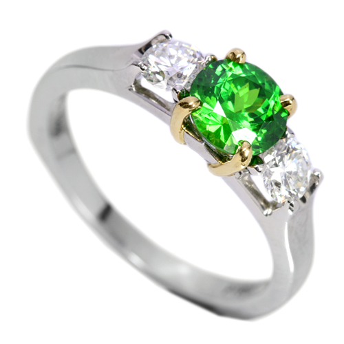 ロシア産デマントイドガーネット1.18ct ダイヤモンド プラチナ950