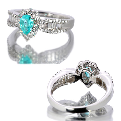 パライバトルマリン　プラチナリング　4g ブラジル産パライバトルマリン0.4ct ダイヤモンド0.67ct