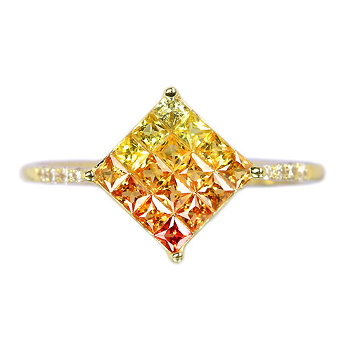 オレンジ&イエローサファイア0.6ct ダイヤモンド ミステリー オレンジ&イエローサファイア0.6ct ダイヤモンド ミステリー