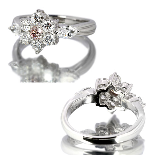 ピンクダイヤモンド0.12ct/FP/I-1 ダイヤモンド0.9ct プラチナ リング