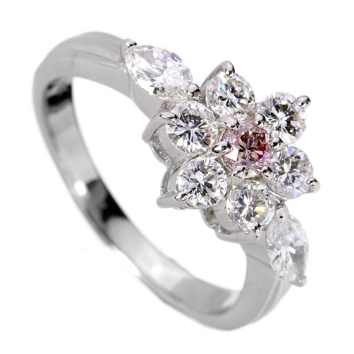 ピンクダイヤモンド0.12ct/FP/I-1 ダイヤモンド0.9ct プラチナ リング