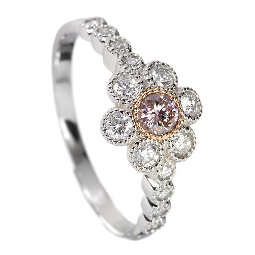 ピンクダイヤモンド0.12ct/FPP/I-1 ダイヤモンド 0.28ct プラチナ 