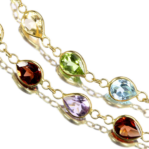 マルチカラーストーン13.5ct ベゼルセット イエローゴールド
