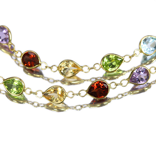 マルチカラーストーン13.5ct ベゼルセット イエローゴールド