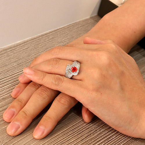 第1回抽選販売＞オレンジサファイア0.7ct ダイヤモンド0.8ct