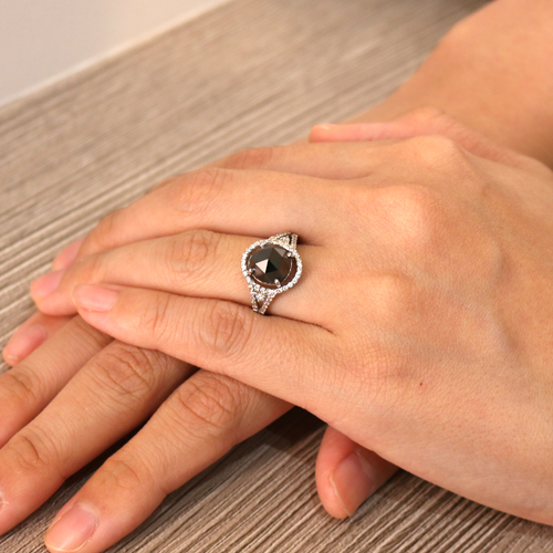 ブラックダイヤモンド3.6ct ダイヤモンド0.25ct プラチナ リング（指輪 ...