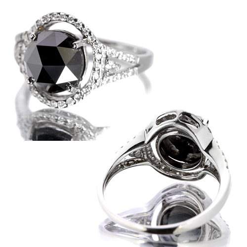 ブラックダイヤモンド3.6ct ダイヤモンド0.25ct プラチナ リング（指輪