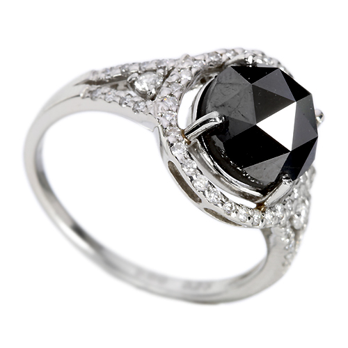 ブラックダイヤモンド3.6ct ダイヤモンド0.25ct プラチナ リング（指輪