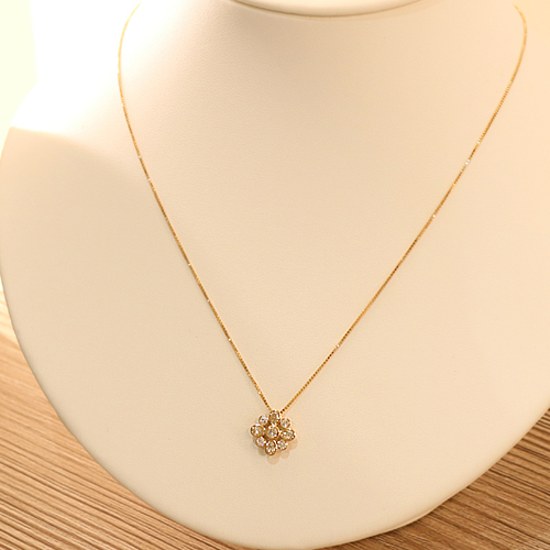 ダイヤモンド 0.5ct ピンクゴールド フラワー ネックレス【品質