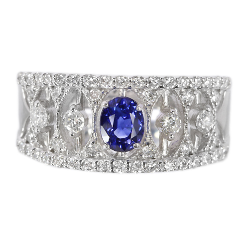 コーンフラワーサファイア0.47ct ダイヤモンド0.4ct プラチナ