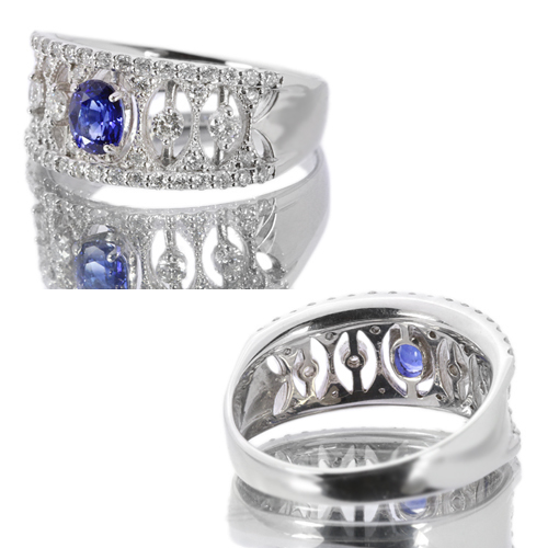 コーンフラワーサファイア0.47ct ダイヤモンド0.4ct プラチナ