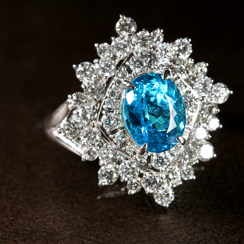 美しいブルーの共演!!★バターリャパライバトルマリン&アウイナイトリング18K★ 素晴らしいブルーの共演☆バターリャパライバトルマリン&アウイナイト