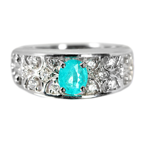 ブラジル産パライバトルマリン 0.56ct ダイヤモンド プラチナ リング 