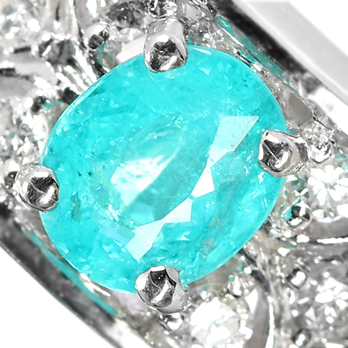 ブラジル産パライバトルマリン 0.56ct ダイヤモンド プラチナ リング 