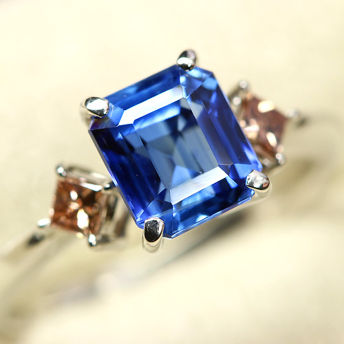 ネパール産カイヤナイト2.49ct ブラウンダイヤ0.22ct プラチナ リング（指輪）【中央宝石研究所ソーティング付】