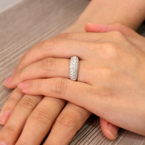 ダイヤモンド1ct パヴェ ホワイトゴールド リング（指輪）【品質