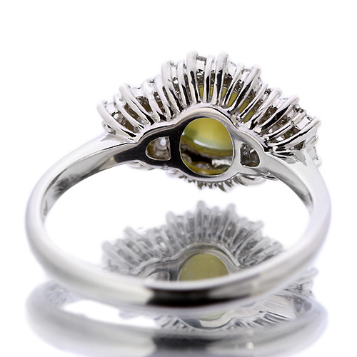 クリソベリルキャッツアイ1.27ct ダイヤモンド0.44ct プラチナ