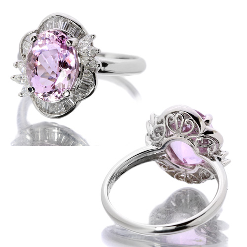 ピンクインペリアルトパーズ3.2ct ダイヤモンド0.5ct プラチナ リング