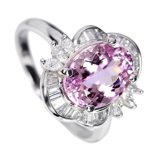 ピンクインペリアルトパーズ3.2ct ダイヤモンド0.5ct プラチナ リング