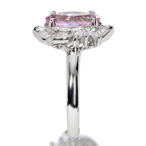 ピンクインペリアルトパーズ3.2ct ダイヤモンド0.5ct プラチナ リング