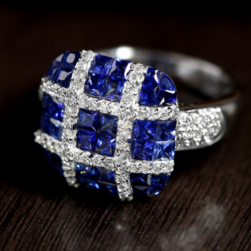 サファイア 2.25ct ダイヤモンド ホワイトゴールド ミステリー