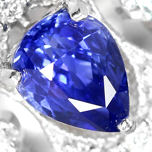 コーンフラワーサファイア0.64ct ダイヤモンド0.45ct ペアシェイプ