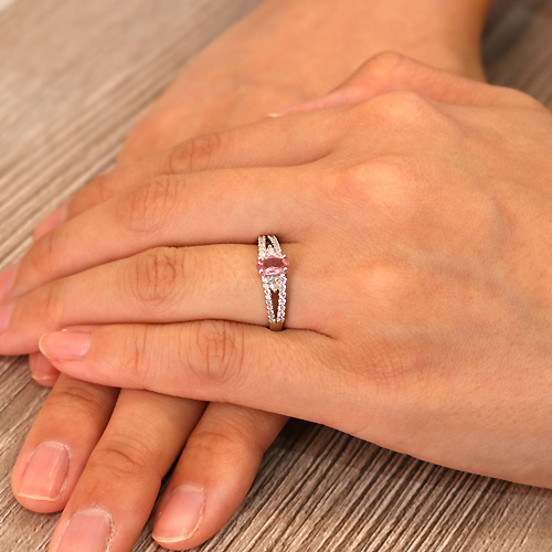 パパラチアサファイア0.49ct ダイヤモンド0.3ct プラチナ リング（指輪