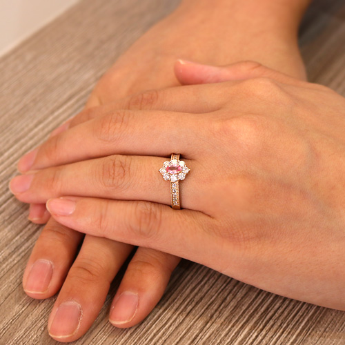 パパラチアサファイア0.27ct ダイヤモンド0.6ct ピンクゴールド